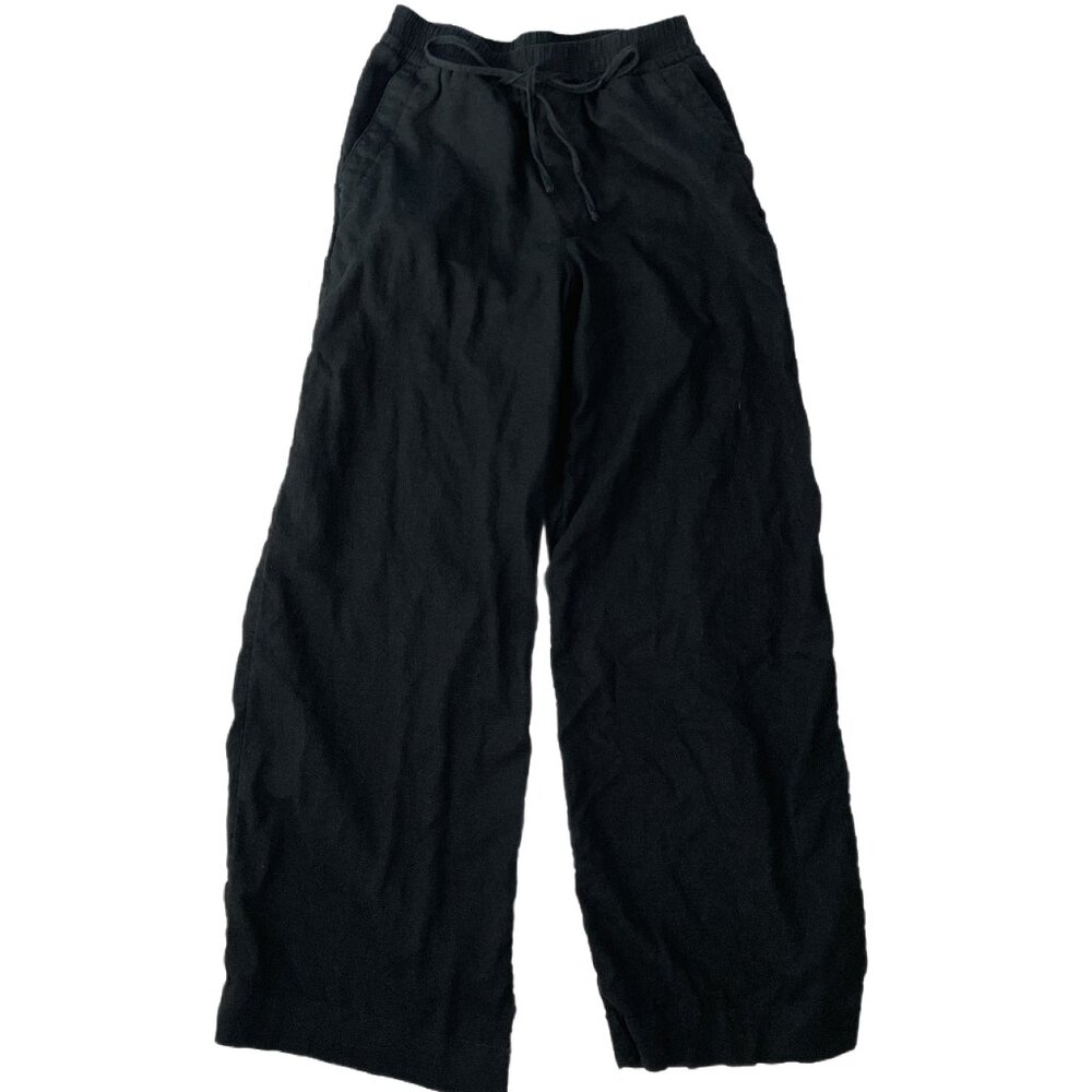 A NEW DAY || High-rise Wide Leg Linen Rayon Drawstring Black Pants - Size S